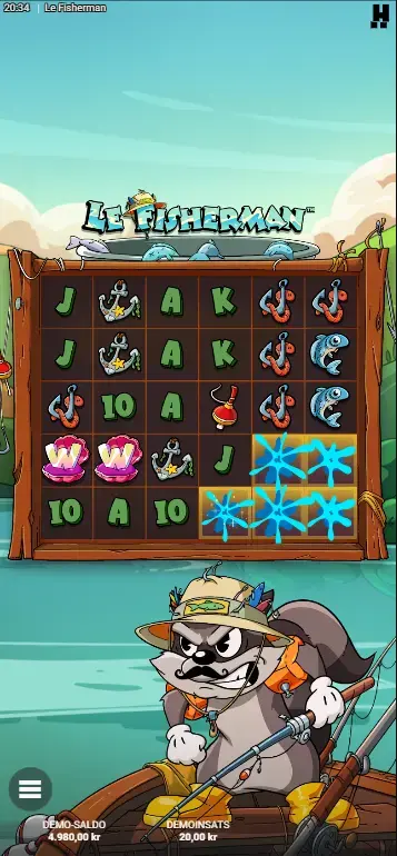Le Fisherman Hacksaw Super Cascade clearing all matching symbols from the grid